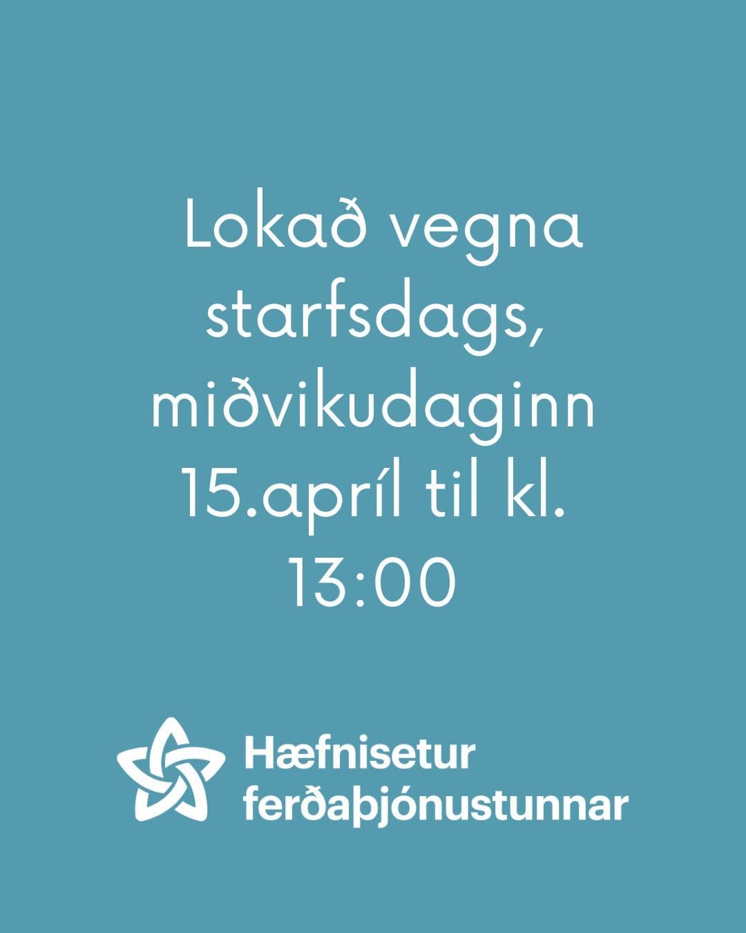 Lokað til kl.13 vegna starfsdags
